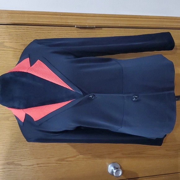 Misook flared black rust red blazer knit lightweight - Picture 1 of 7